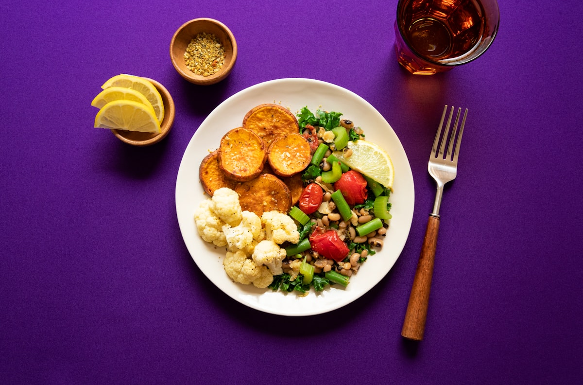 Dining table with finished home-cooked meal